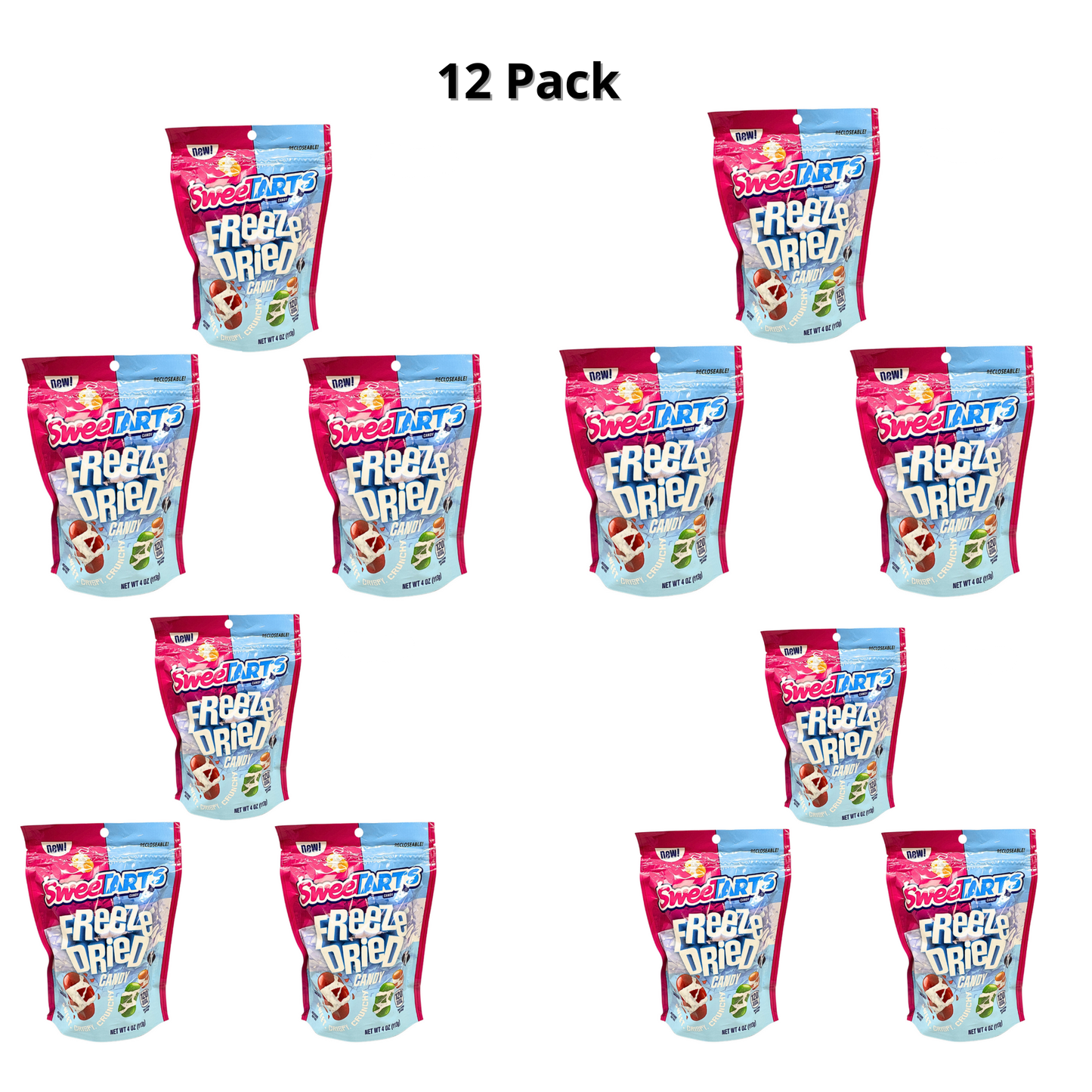 SweeTARTS Freeze Dried Candy 4 oz – Crunchy Sweet & Tart Snack, 1, 3 & 12 Pack