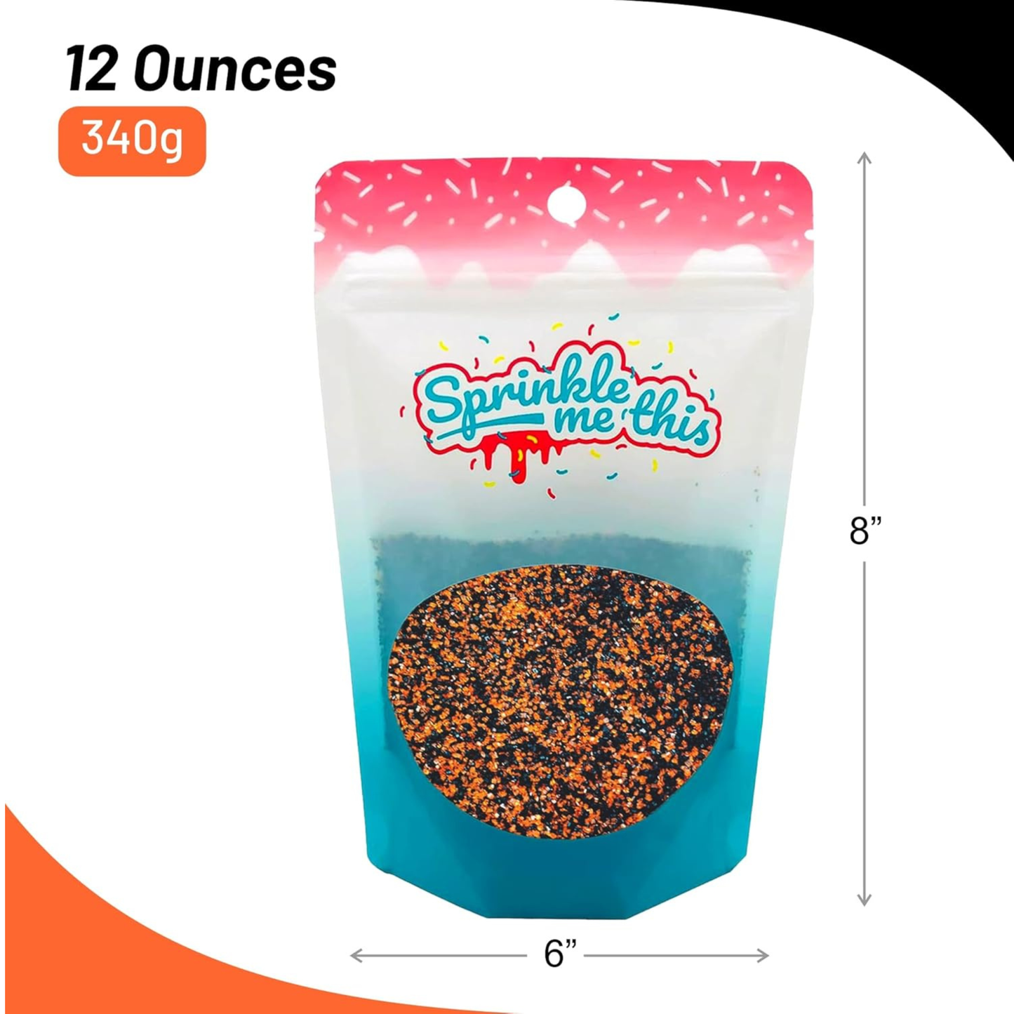 Sprinkle Me This – Jack O’ Lantern Dust Sprinkles – 4, 8 & 12 oz – Halloween Dessert Topping for Cookies, Cupcakes & Cakes