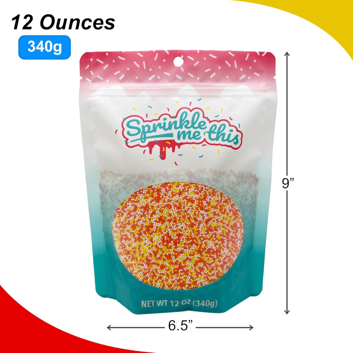 Sprinkle Me This - Candy Corn Nonpareils Edible Sprinkles - 4, 8 & 12 oz - Fall Dessert Topping for Cookies, Cupcakes & Cakes
