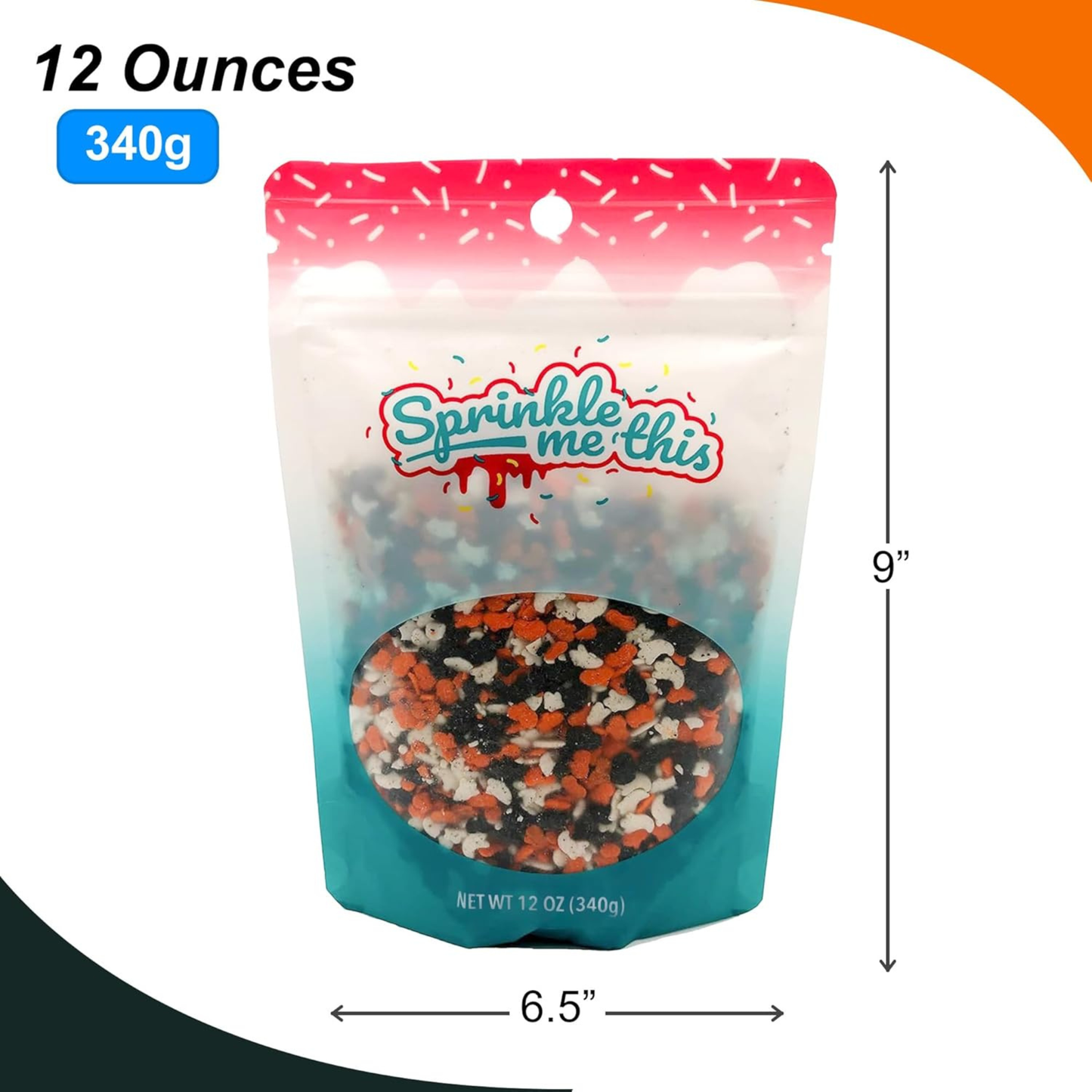 Sprinkle Me This – The Shapes of Halloween Sprinkle Mix – 4, 8 & 12 oz – Halloween Dessert Topping for Cookies, Cupcakes & Cakes