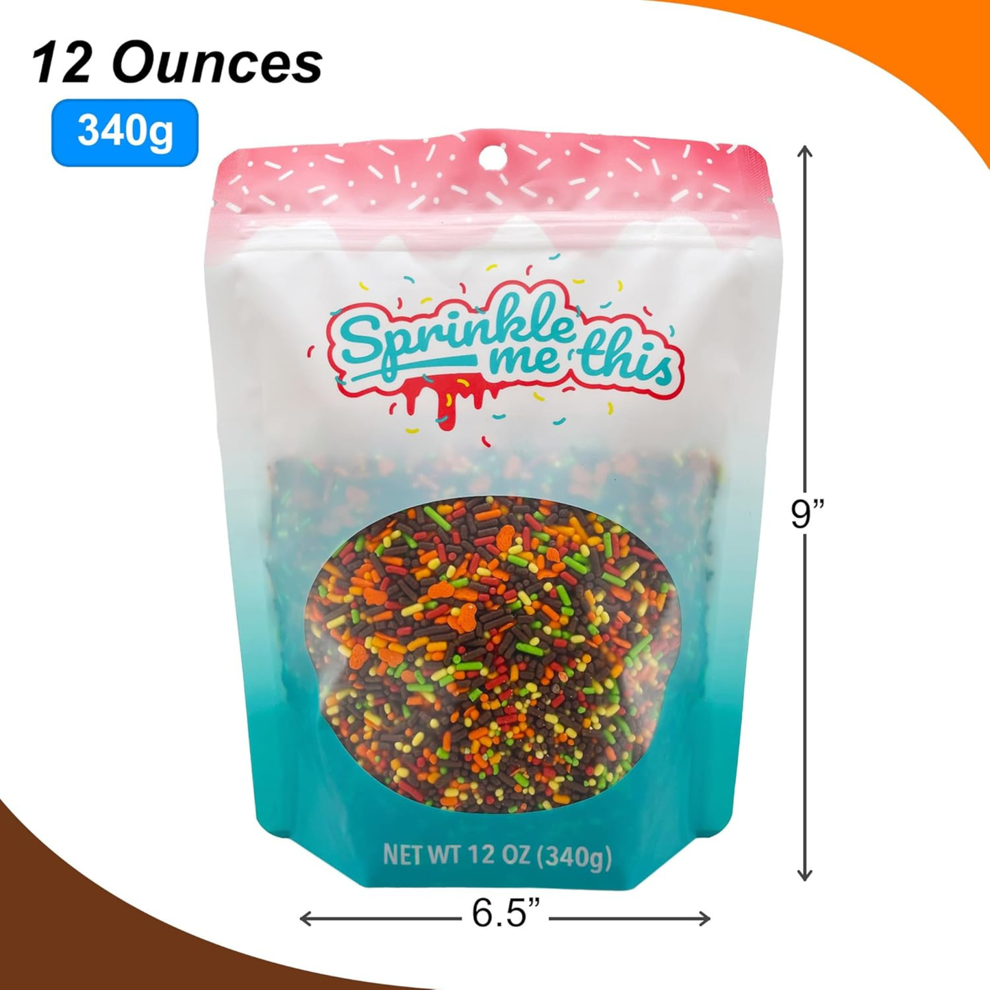 Sprinkle Me This – Pumpkin Decorrette Blend Edible Sprinkles – 4, 8 & 12 oz – Fall Dessert Topping for Cookies, Cupcakes & Cakes