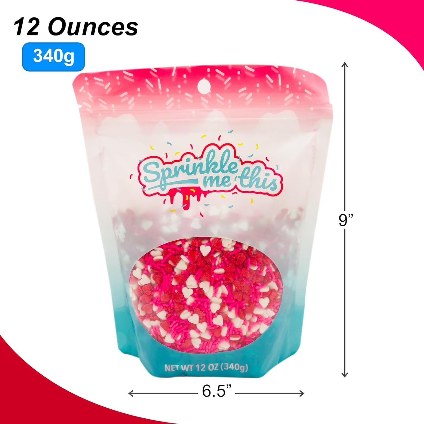 Sprinkle Me This – Made with Love Pink Heart Sprinkles – 4, 8, 12 oz – Fun & Festive Cake, Cupcake & Dessert Decorations