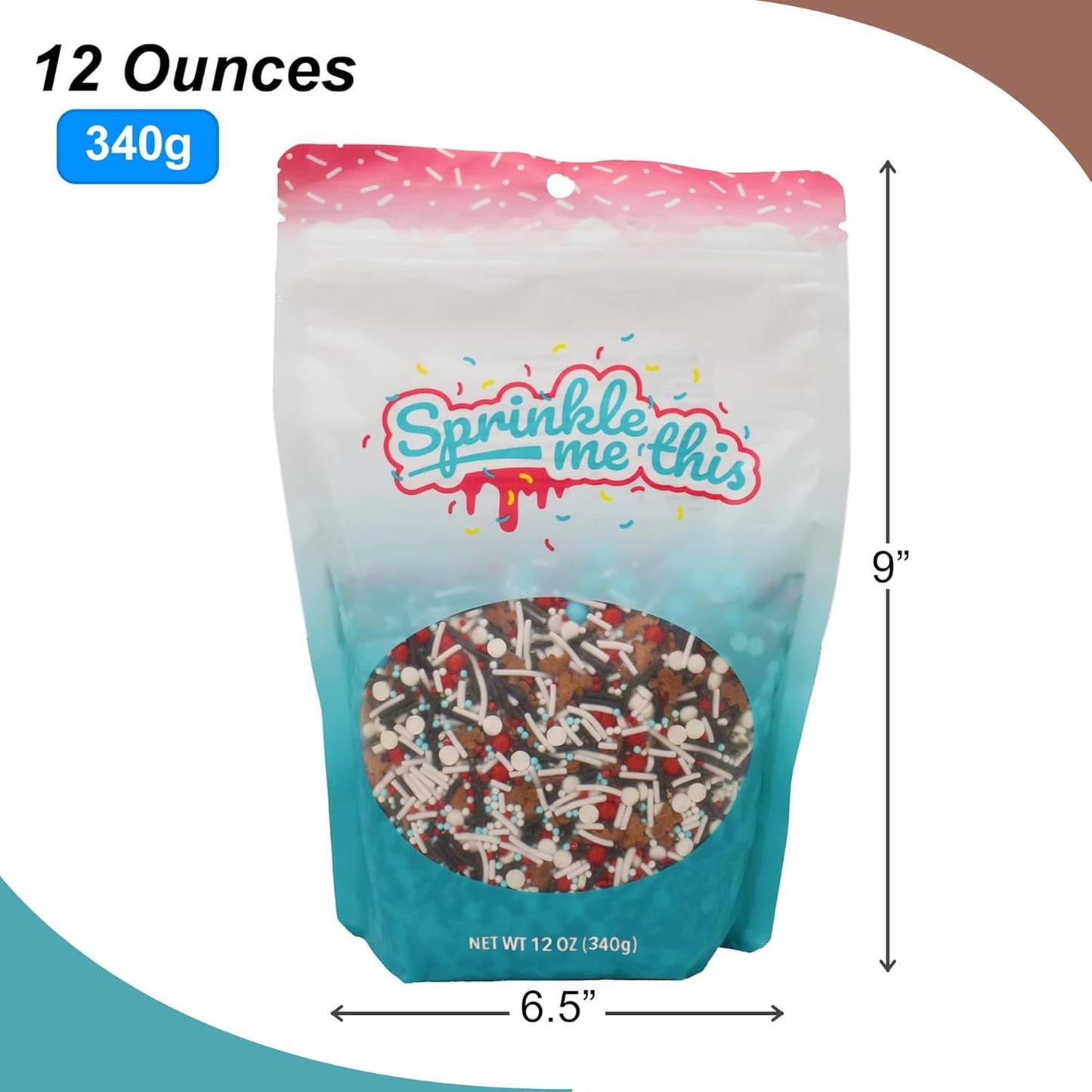 Sprinkle Me This – O.M.G. Oh My Gingerbread Sprinkles – 4, 8 & 12 oz – Festive Dessert Topping for Cookies, Cupcakes, and Cakes