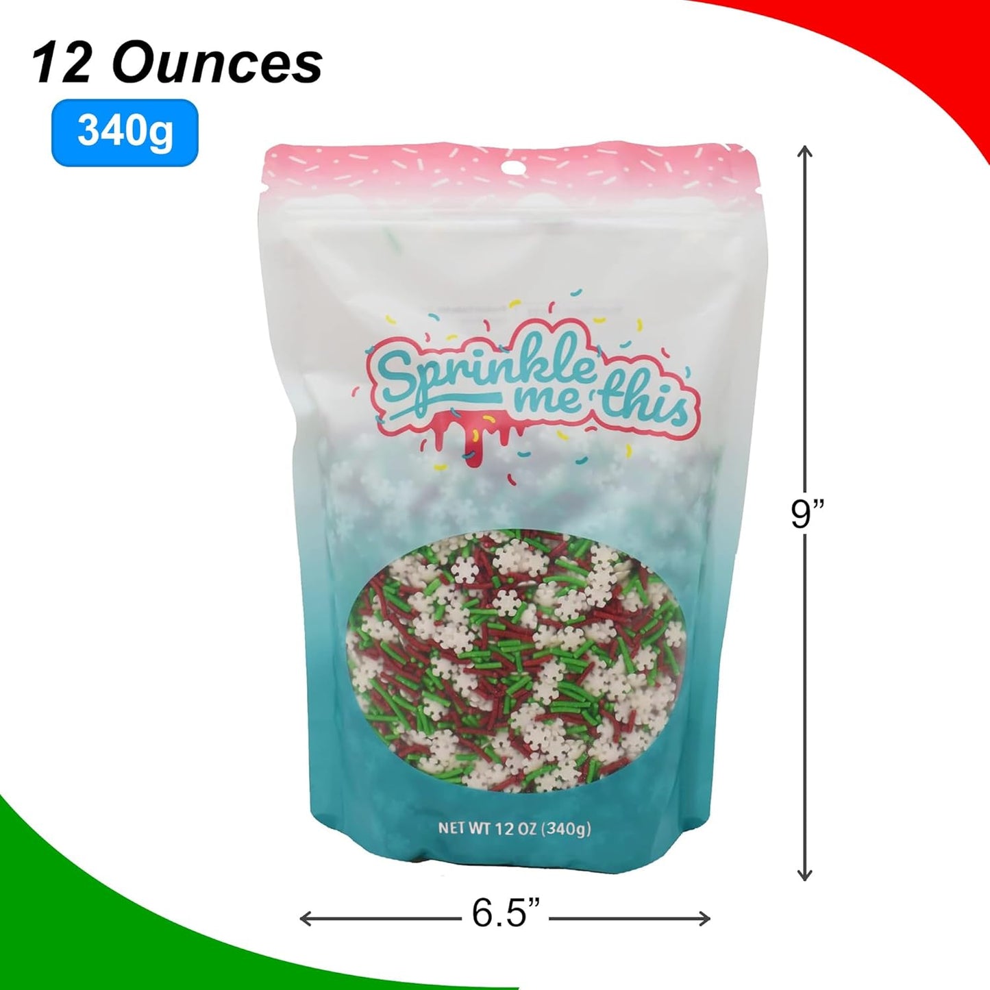 Sprinkle Me This – Jimmies and Snowflakes Sprinkles – 4, 8 & 12 oz – Festive Dessert Topping for Cookies, Cupcakes, and Cakes
