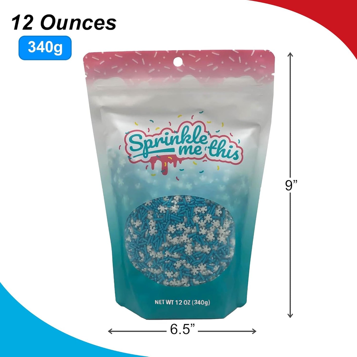 Sprinkle Me This – Snow Day Blend Sprinkles – 4, 8 & 12 oz – Festive Dessert Topping for Cookies, Cupcakes, and Cakes