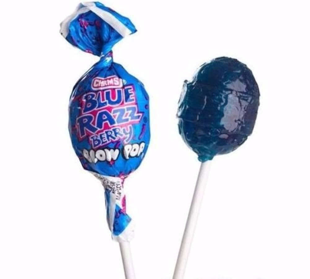 Charms Blue Razz Berry Blow Pops – 11.7 oz Bag – Hard Candy Lollipops with Bubble Gum Center
