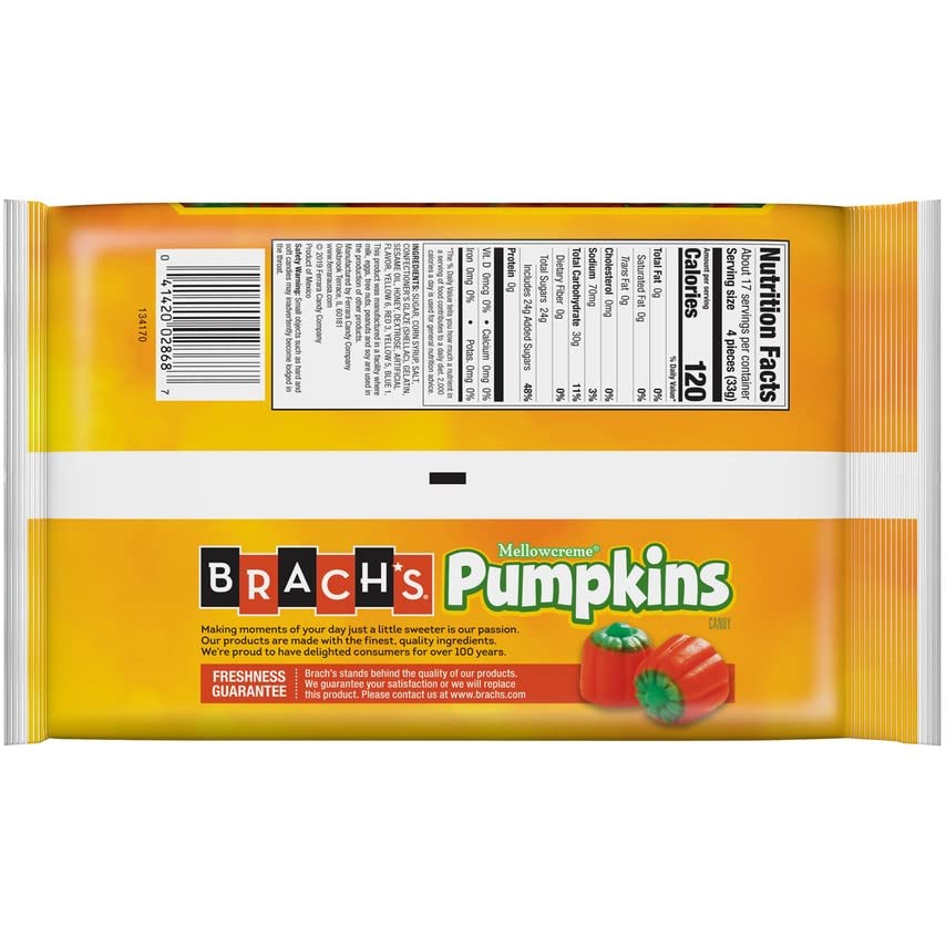 Brach's Mellowcreme Pumpkins – Fall & Halloween Candy – Available in 4.2 oz Bag or 20 oz Bag