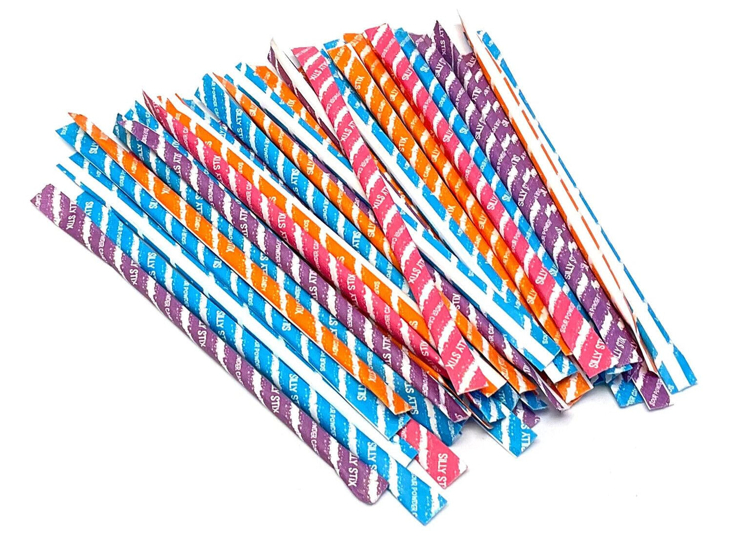 500 Pixy Silly Stix Sugar Candy Straws - Cherry - Blue Raspberry - Grape - Orange