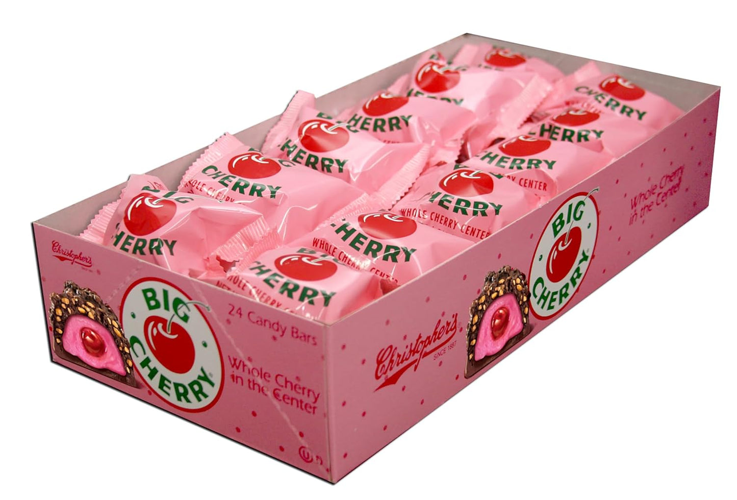 Christopher’s Big Cherry Candy Bar (1.75 oz) – Available in 1 Pack, 6 Pack, 24 Pack – Whole Cherry in Chocolate with Roasted Peanuts & Creamy Center