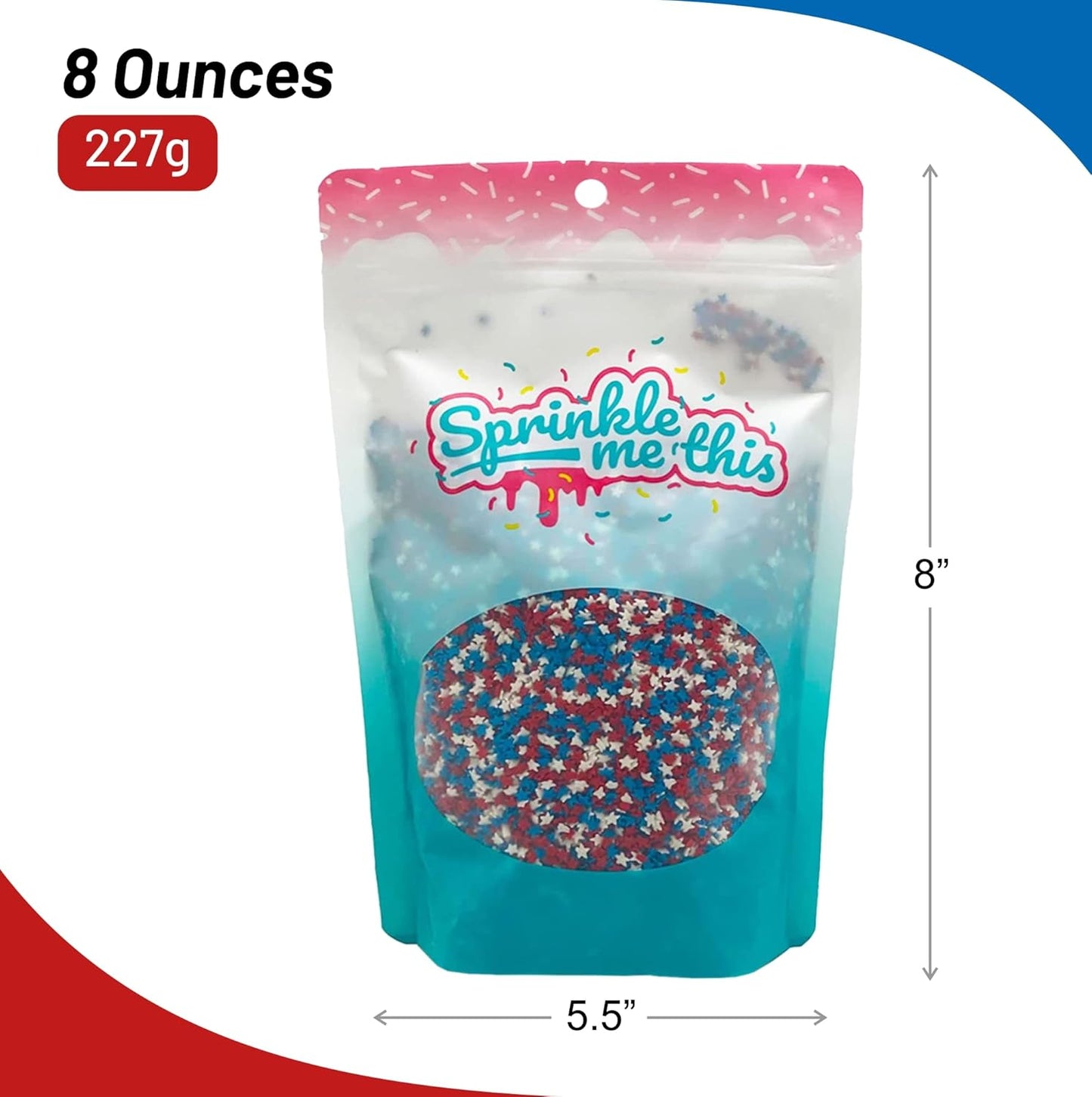 Sprinkle Me This - Patriotic 4th of July Small Stars - 4, 8 & 12 oz Bags – Red, White & Blue Edible Sprinkles