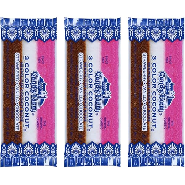 Neapolitan Old Fashioned Coconut Slices – Nostalgic Candy – Available in 1 Pack, 6 Pack, or 24 Pack