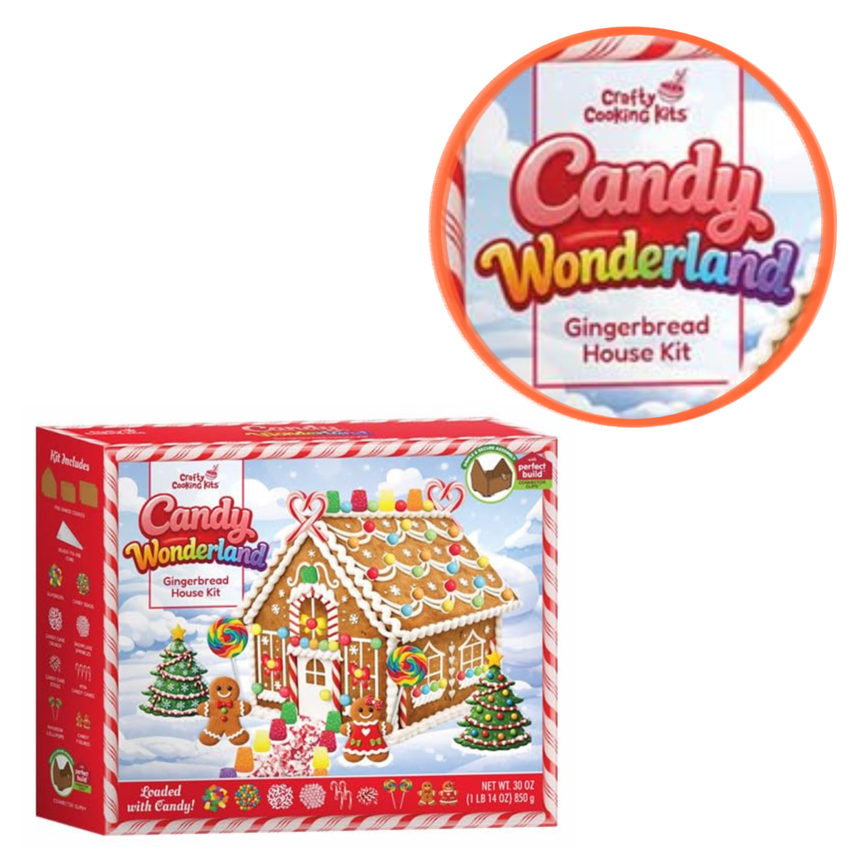 Treat Yourself! | Candy Wonderland Gingerbread House Kit (Multiple Pack Sizes) | Includes Icing, Gumdrops, Lollipops & Candy Decorations