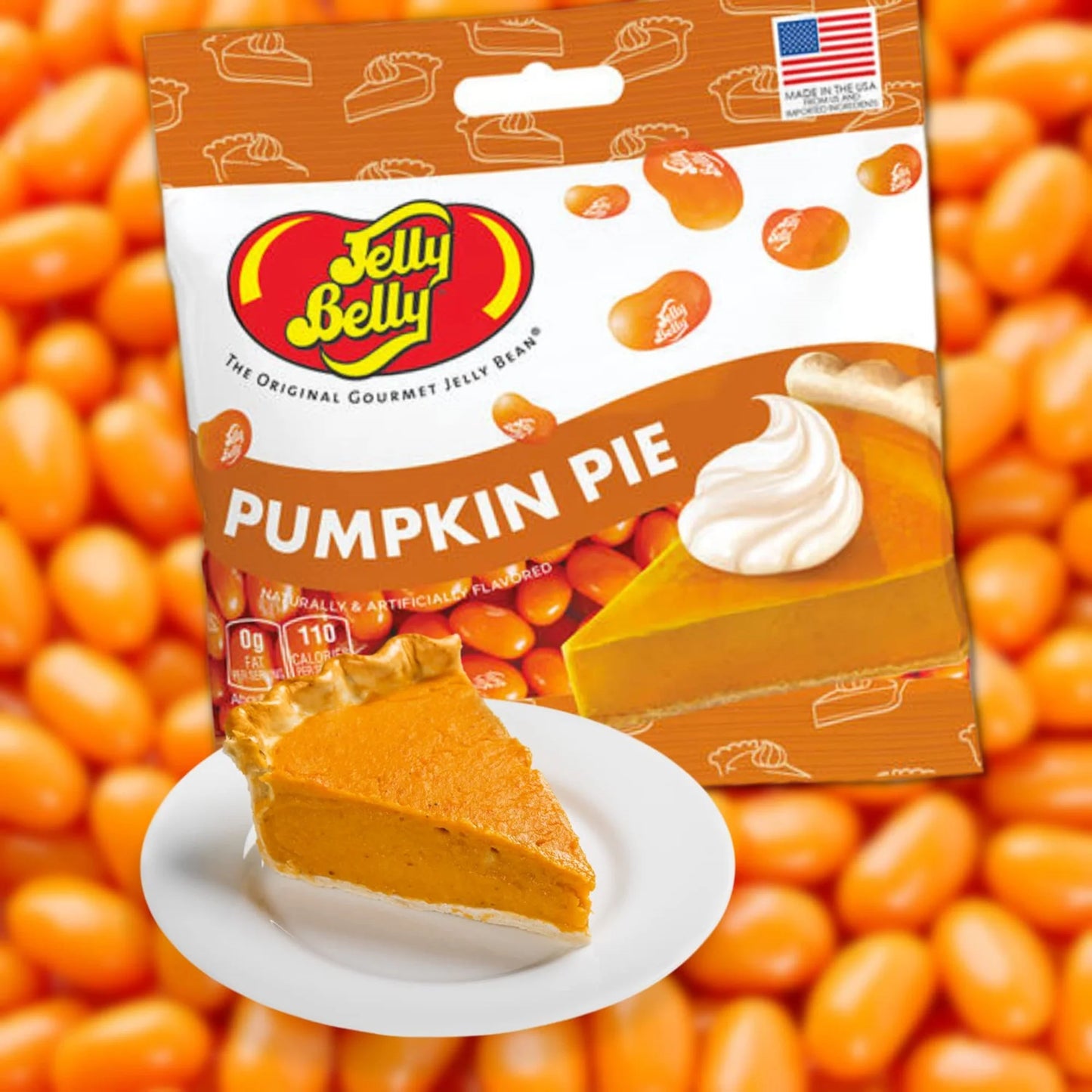 Jelly Belly Pumpkin Pie Jelly Beans (3.5 oz Bag) – Fall & Holiday Candy – Available in 1 Pack, 3 Pack, or 12 Pack