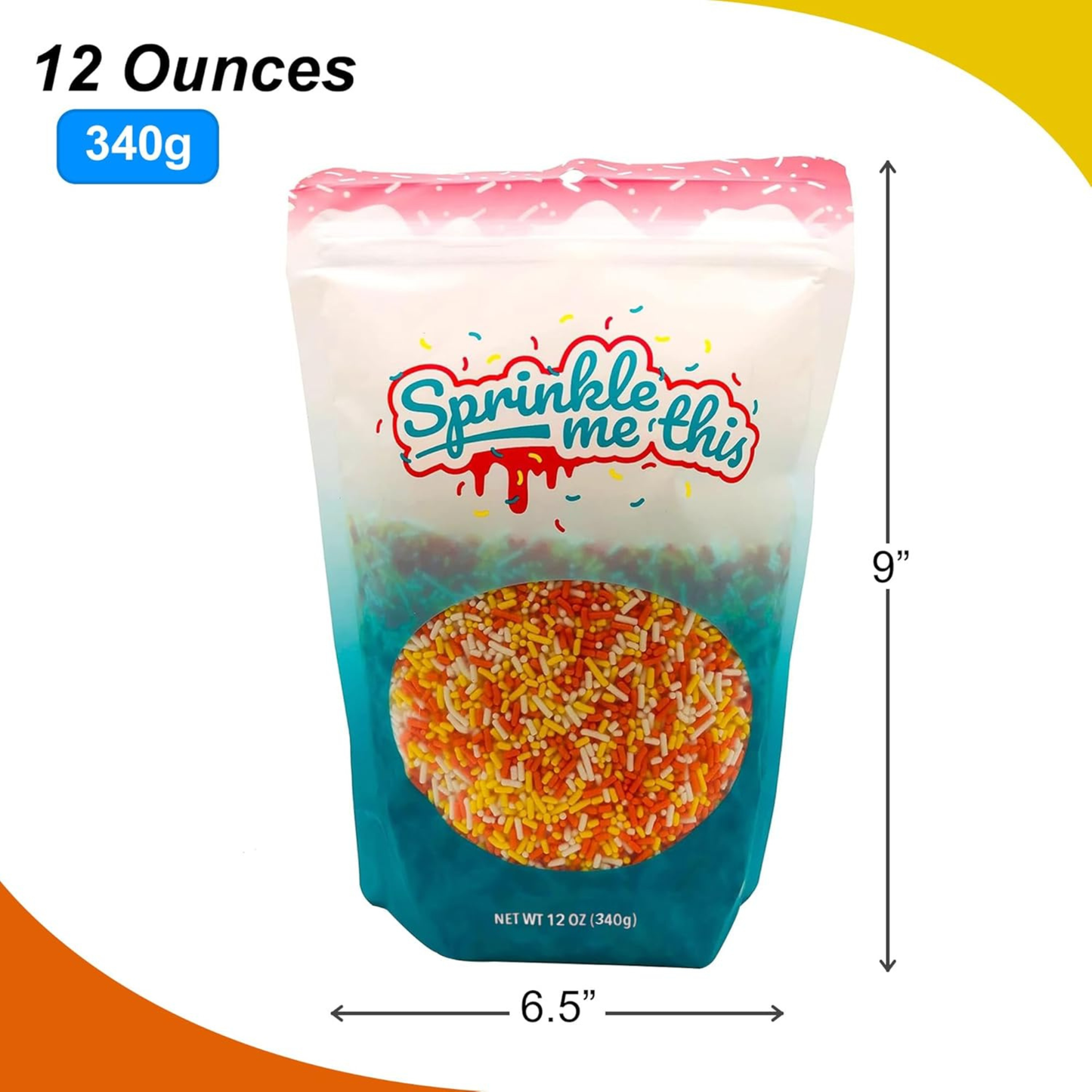 Sprinkle Me This - Harvest Candy Corn Blend Edible Sprinkles - 4, 8 & 12 oz - Fall Dessert Topping for Cookies, Cupcakes & Cakes