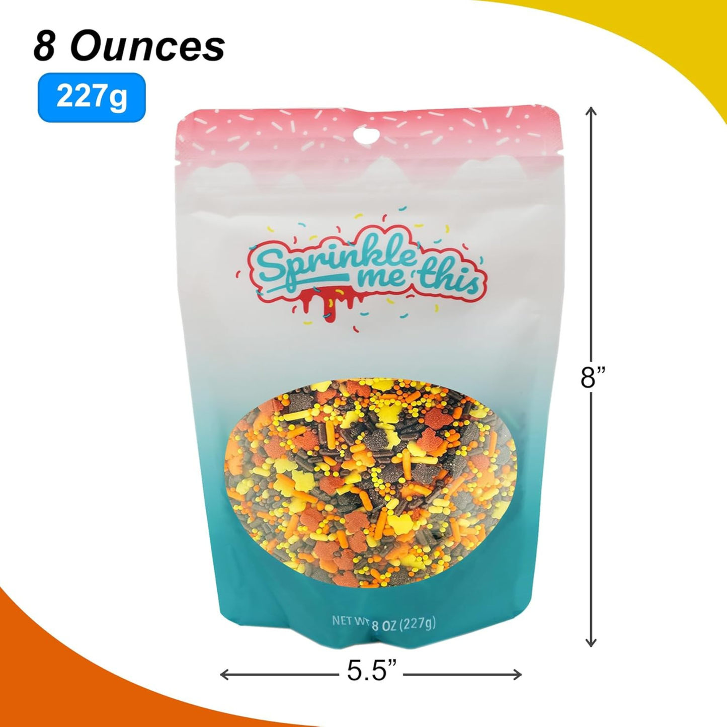 Sprinkle Me This – Autumn Foliage Fun Edible Sprinkles – 4, 8 & 12 oz – Fall Dessert Topping for Cookies, Cupcakes & Cakes