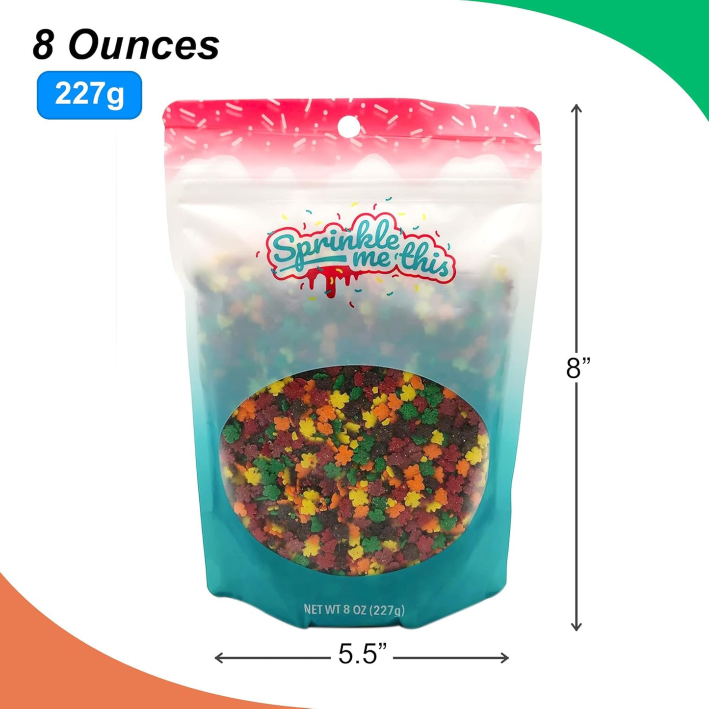 Sprinkle Me This – Raking in the Fall Autumn Leaf Blend Edible Sprinkles – 4, 8 & 12 oz – Fall Dessert Topping for Cookies, Cupcakes & Cakes