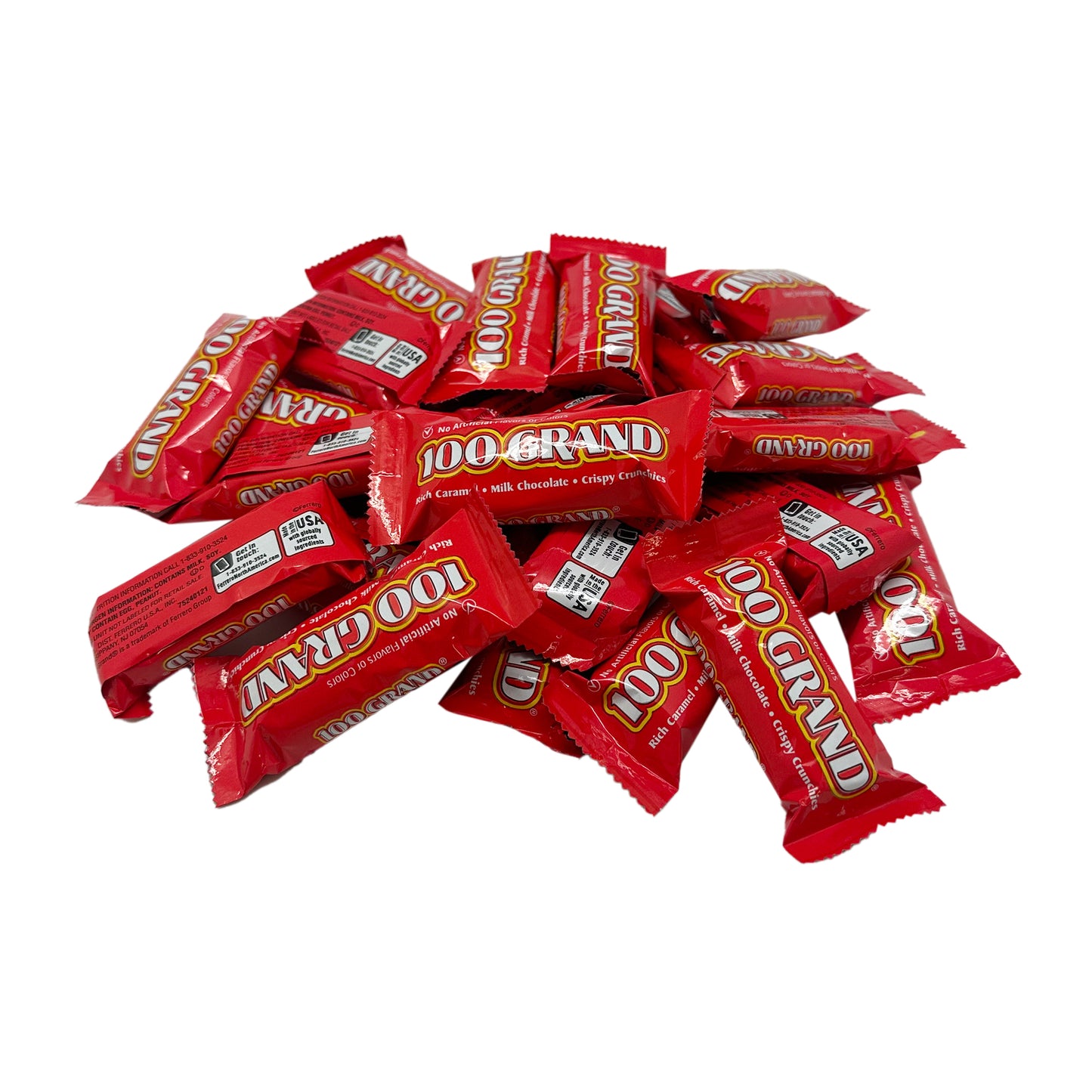 100 Grand Fun Size Candy Bars – Crispy, Chewy, Chocolate-Covered Candy