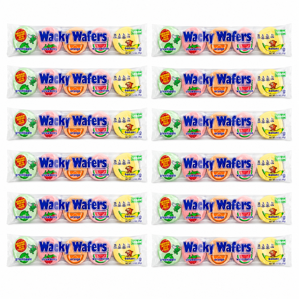 Wacky Wafers Candy 1.2 oz Bags | Colorful Fruity Candy Wafers | 1, 3, 12 & 24 Pack Options