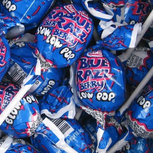 Charms Blue Razz Berry Blow Pops – 11.7 oz Bag – Hard Candy Lollipops with Bubble Gum Center