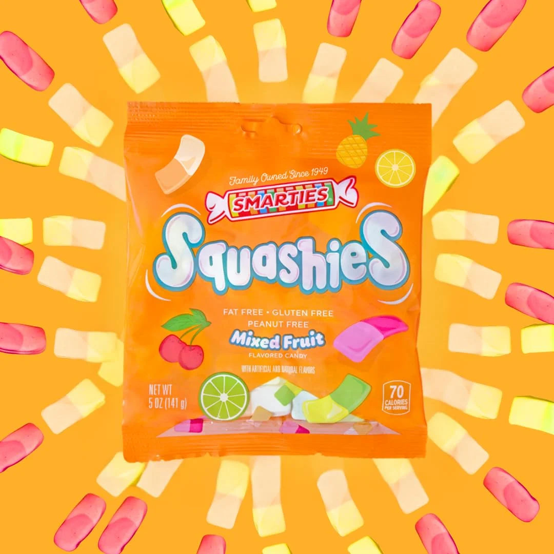Smarties Squashies – Soft & Chewy Foam Gummies – Available in Multiple Flavors – 1 Pack or 12 Pack Case
