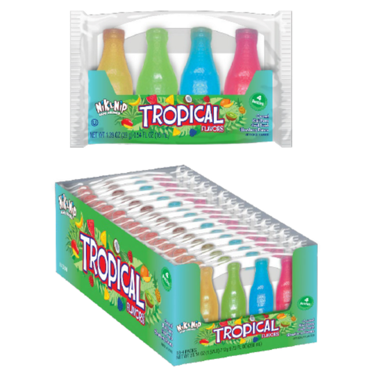 Nik-L-Nip Wax Bottles – Classic Retro Candy with 4 Fruity Flavors – Available in 1 Pack, 6 Pack, or 18 Pack