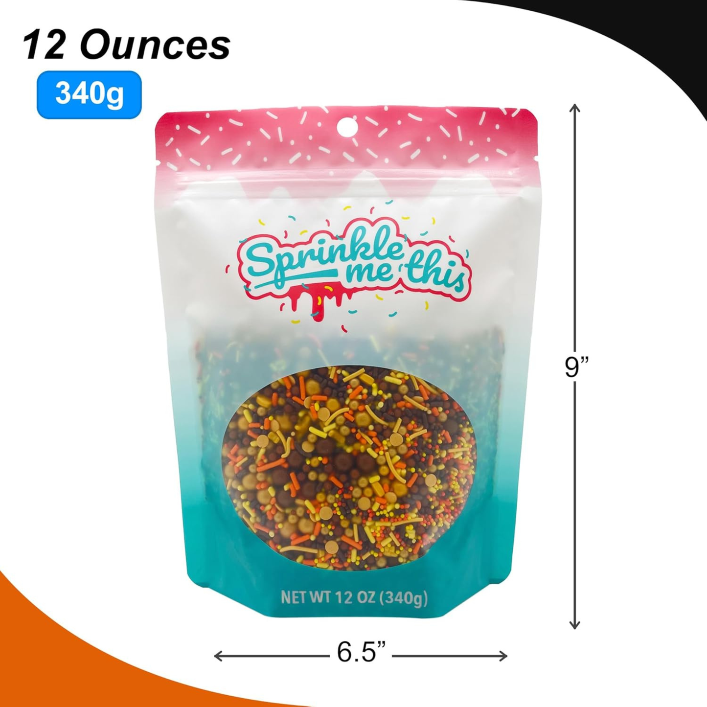 Sprinkle Me This - Harvest Season Blend Edible Sprinkles - 4, 8 & 12 oz - Fall Dessert Topping for Cookies, Cupcakes & Cakes