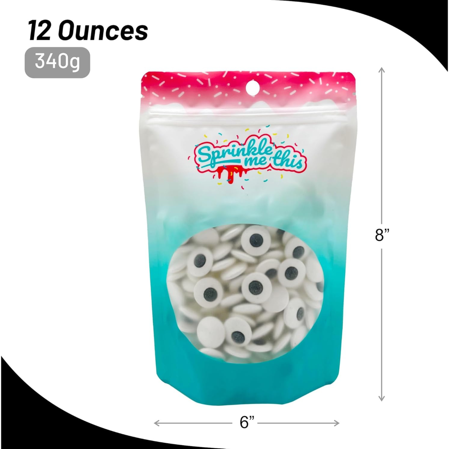 Sprinkle Me This – Large Spooky Eye Toppers – 4, 8 & 12 oz – Halloween Dessert Topping for Cookies, Cupcakes & Cakes