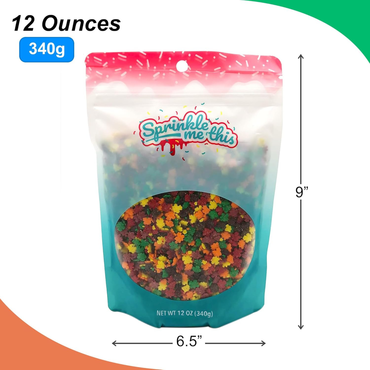 Sprinkle Me This – Raking in the Fall Autumn Leaf Blend Edible Sprinkles – 4, 8 & 12 oz – Fall Dessert Topping for Cookies, Cupcakes & Cakes