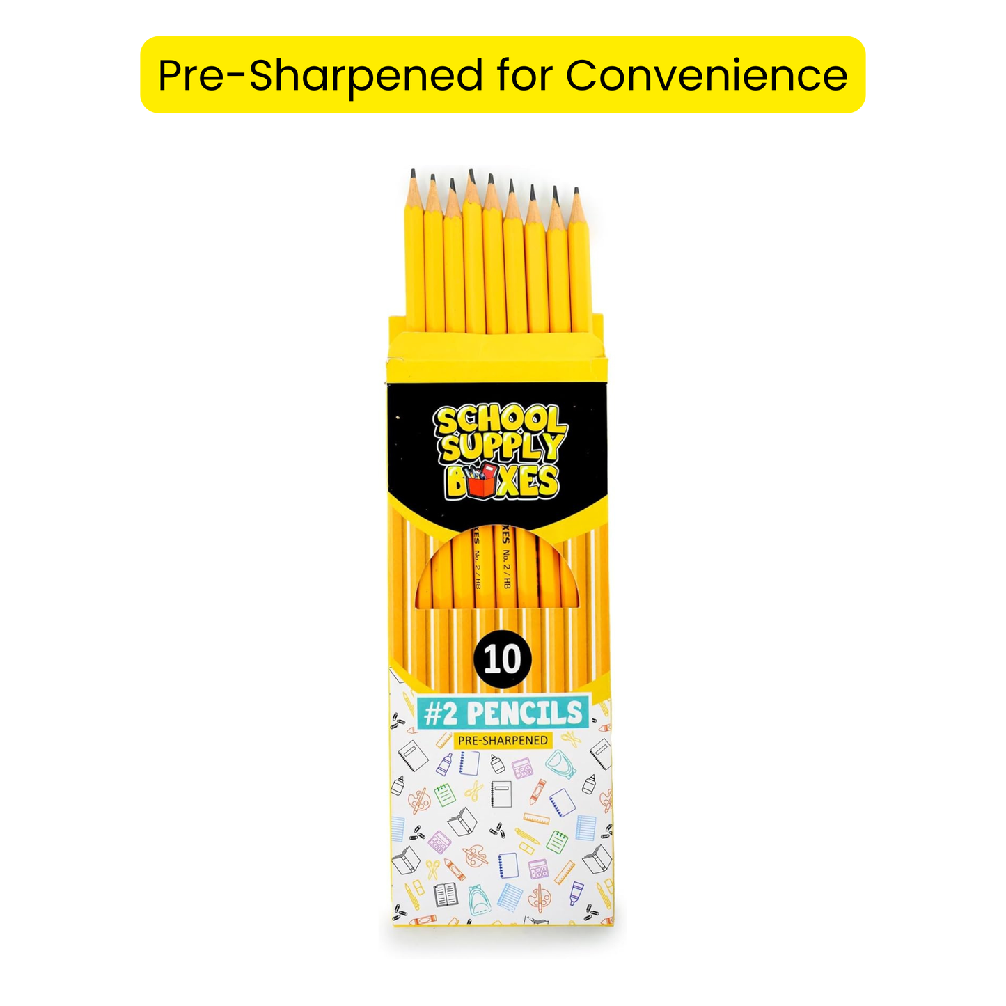 School Supply Boxes | (8 ct.) or (10 ct.) Wooden Pencil Pack  | Available in 1 Pack, 6 Pack, 12 Pack, 24 Pack, & 48 Pack | Pre-Sharpened No. 2 Wooden Pencils