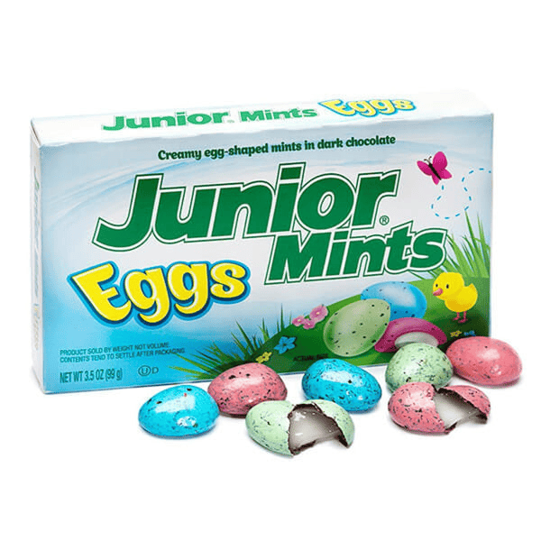 Junior Mints Eggs – 3.5 oz Movie Theater Box – Festive Easter Pastel Mint Chocolate Candy (1, 3, 6 Pack)