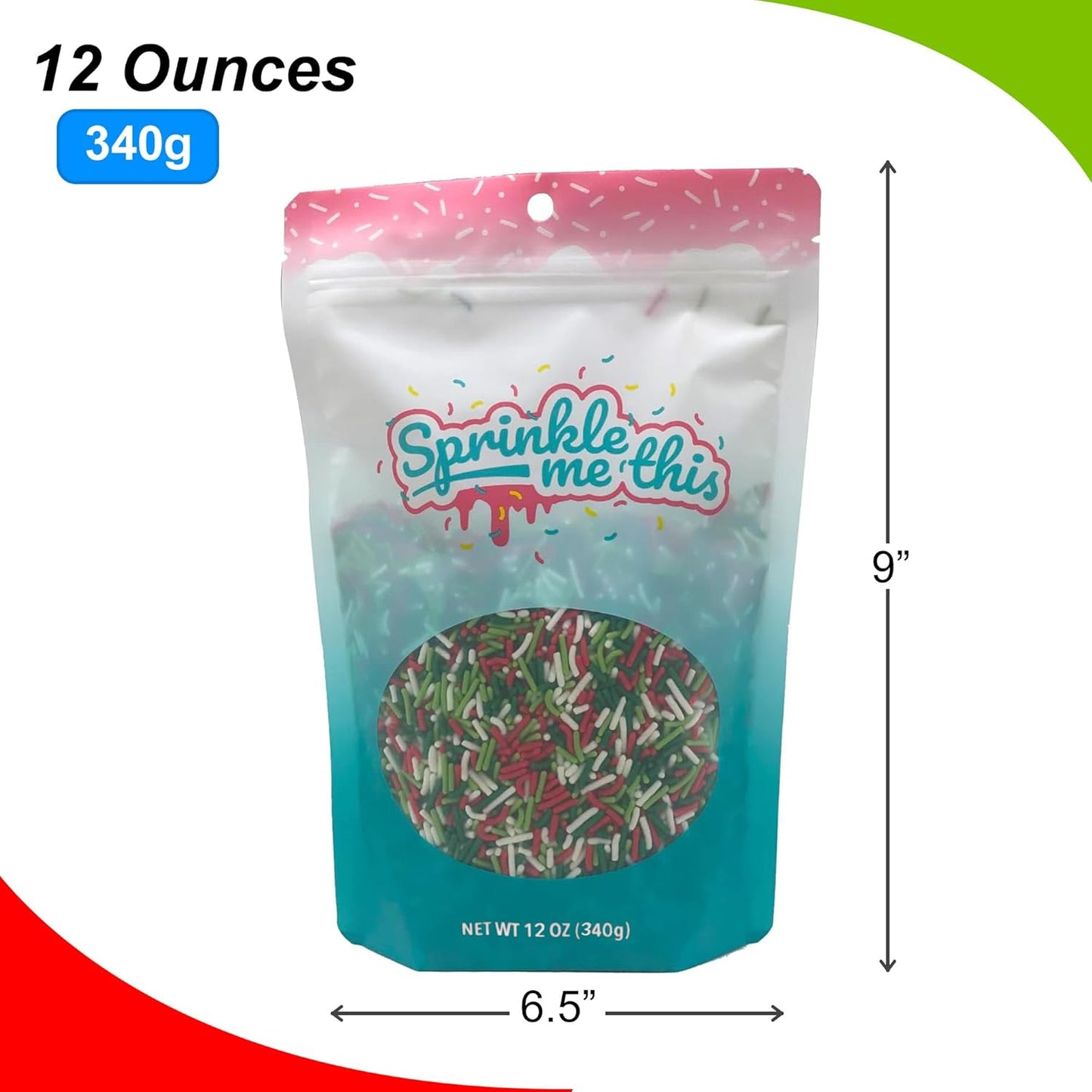 Sprinkle Me This – Mistletoe Magic Sprinkle Mix – 4, 8 & 12 oz – Festive Dessert Topping for Cookies, Cupcakes, and Cakes