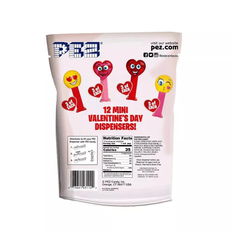 PEZ Mini Valentine’s Day Party Bag 12 pc (3.48 oz) – Fun Heart-Themed Candy Dispensers & Sweet Treats