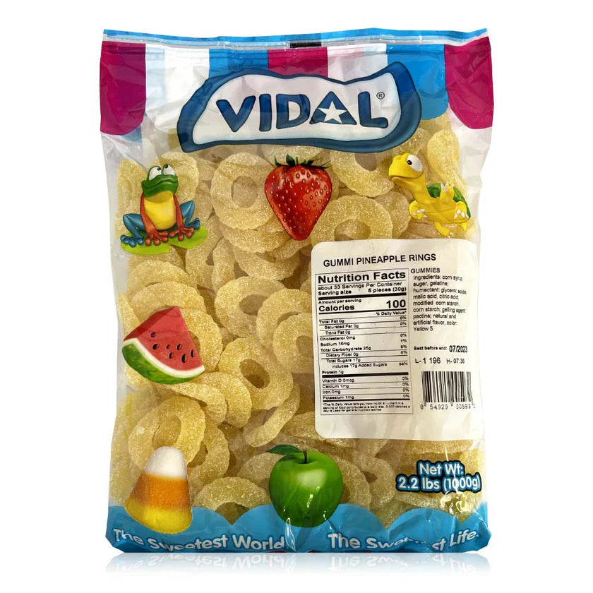 Vidal Gummi Candy Collection – 2.2 lb Bags – Spicy Mangos & Pineapple Rings – Chewy Fruity Candy Variety