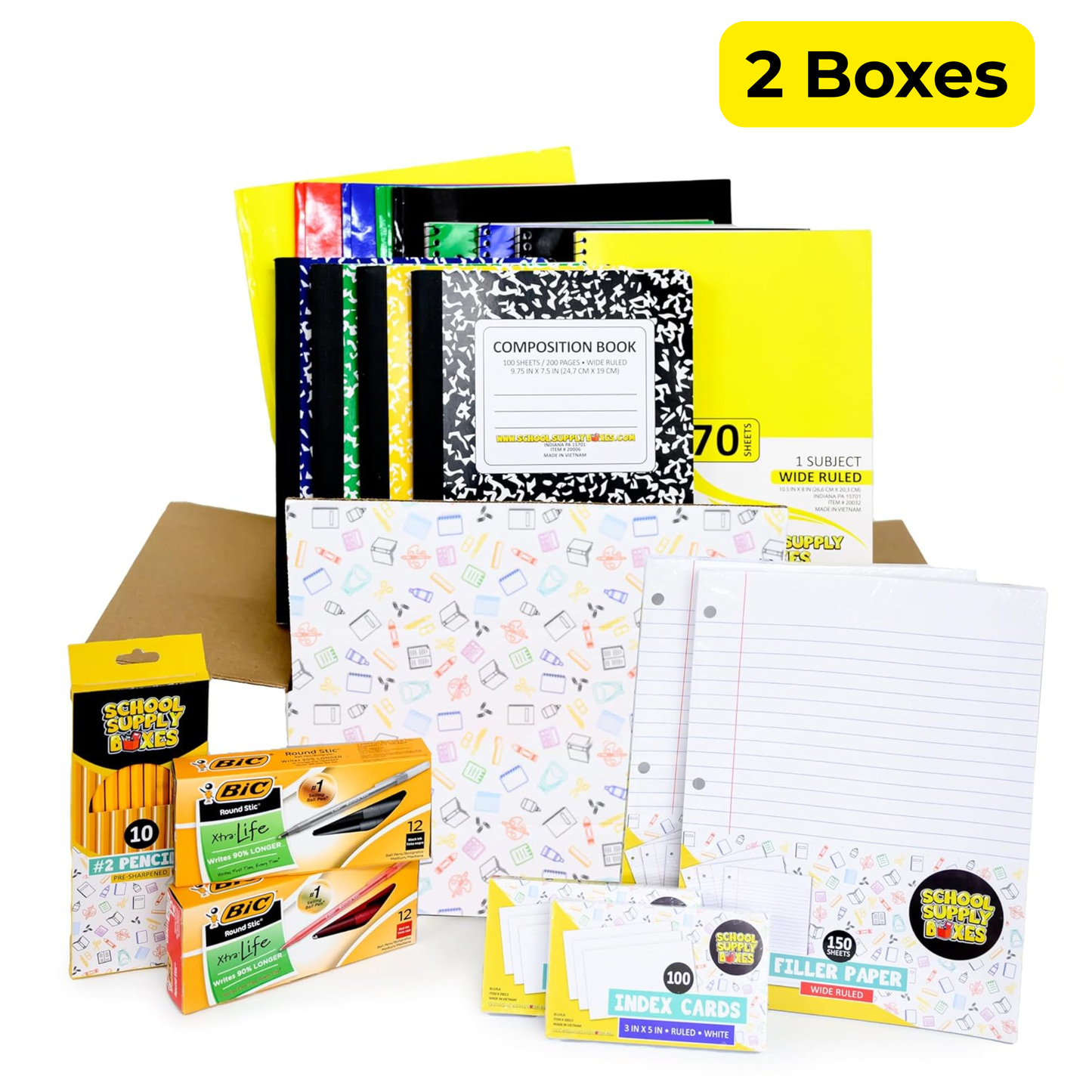 School Supply Boxes | Elementary Writing Bundle | All-in-One Writing Kit | Box (1), Case (2), Pallet (112)
