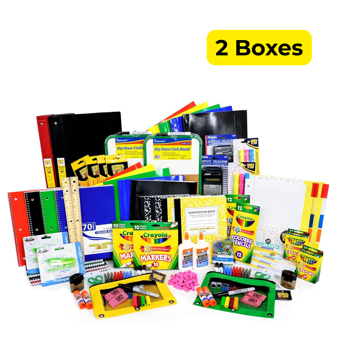 School Supply Boxes | Mega Bundle | Back-to-School Essentials for Students & Teachers | 90+ Neatly Packed Items | Box (1), Case (2), Pallet (36)