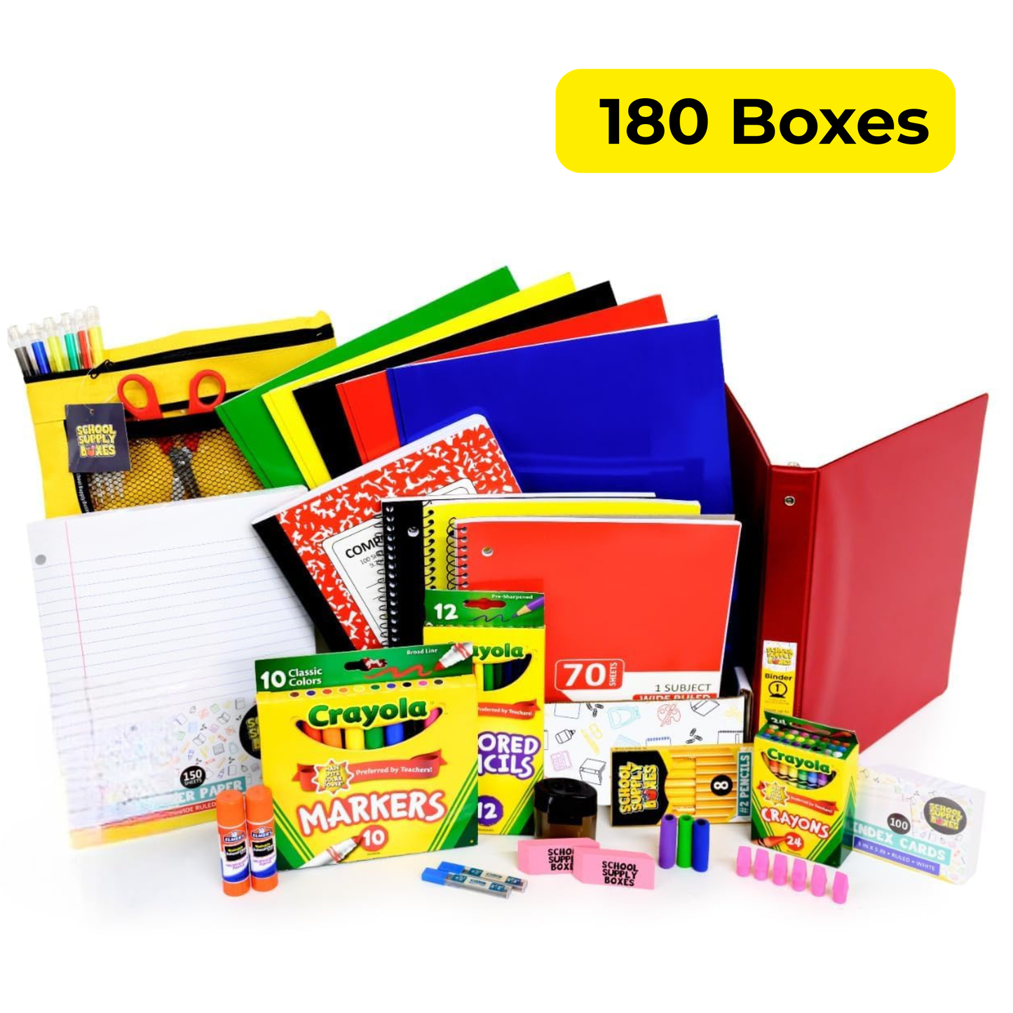 School Supply Boxes | Elementary School Bundle | Back To School Essentials Kit for Students & Teachers | Box (1), Case (4), Pallet (180)