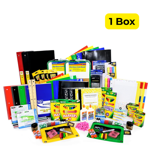 School Supply Boxes | Mega Bundle | Back-to-School Essentials for Students & Teachers | 90+ Neatly Packed Items | Box (1), Case (2), Pallet (36)