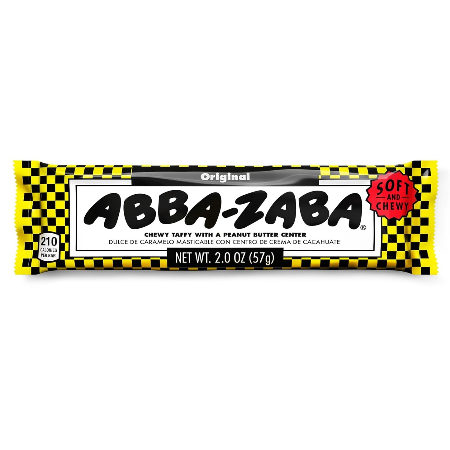 Abba Zaba 2 oz Taffy Bar – Chewy Taffy with Creamy Peanut Butter Center, Available in 1, 3, 6 & 24 Pack