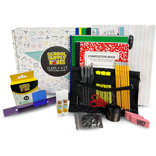 School Supply Boxes | Lapboard Bundle - Available in 1 Box, 1 Case (4 Units), or 1 Pallet (180 Units) | Back to School Essentials Kit for Students & Teachers | Includes Dry Erase Lapboard, Marker, Notebooks, Pencils, & More