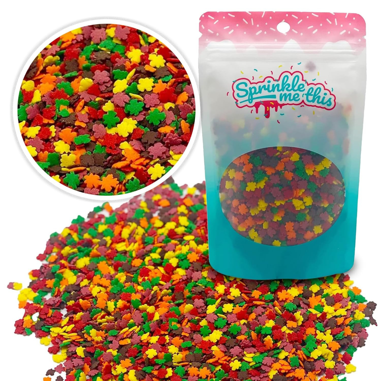 Sprinkle Me This – Mini Fall Leaves Blend Confetti Sprinkles – 4, 8 & 12 oz – Fall Dessert Topping for Cookies, Cupcakes & Cakes