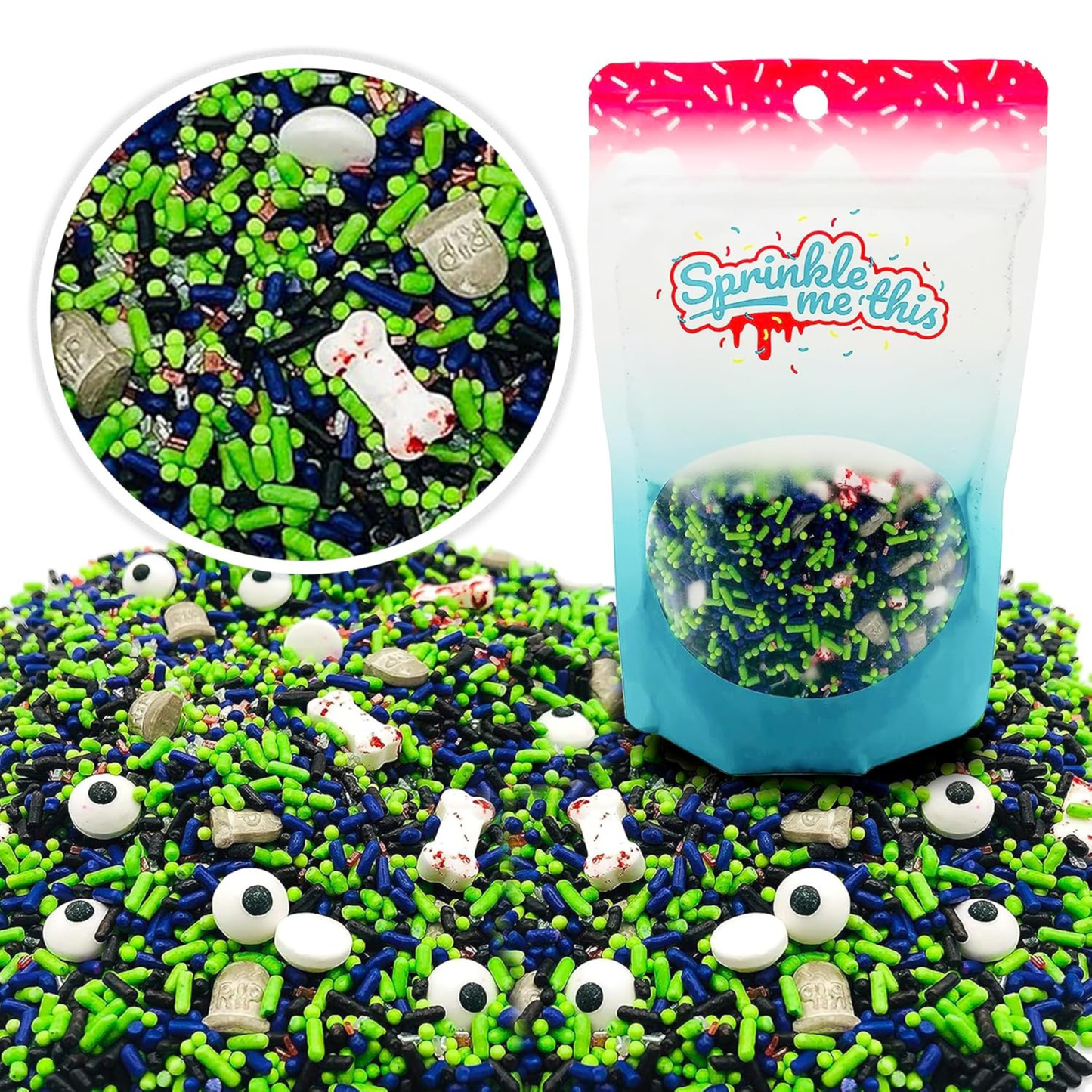 Sprinkle Me This – Zombie Grave Edible Sprinkles – 4, 8 & 12 oz – Halloween Dessert Topping for Cookies, Cupcakes & Cakes