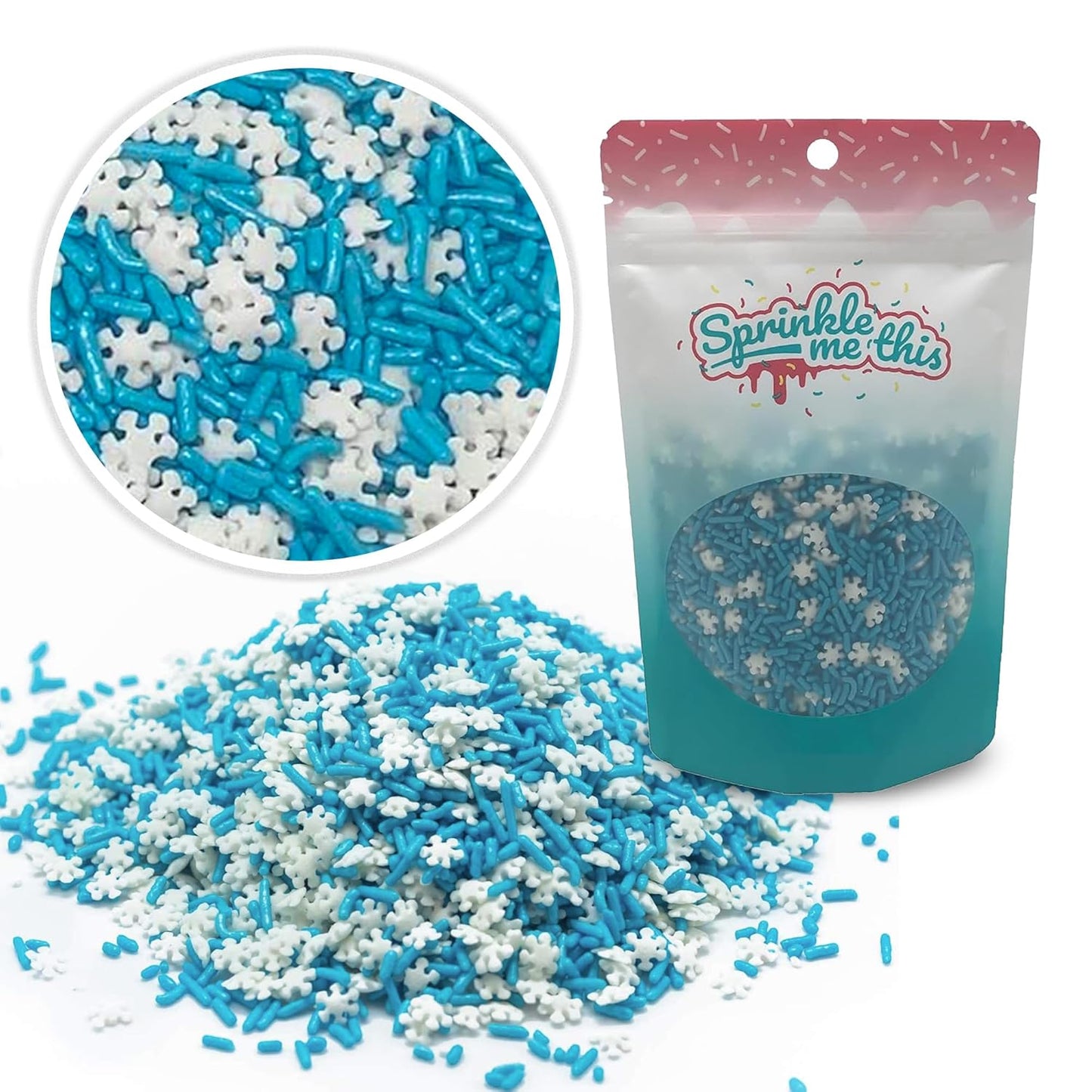 Sprinkle Me This – Snow Day Blend Sprinkles – 4, 8 & 12 oz – Festive Dessert Topping for Cookies, Cupcakes, and Cakes