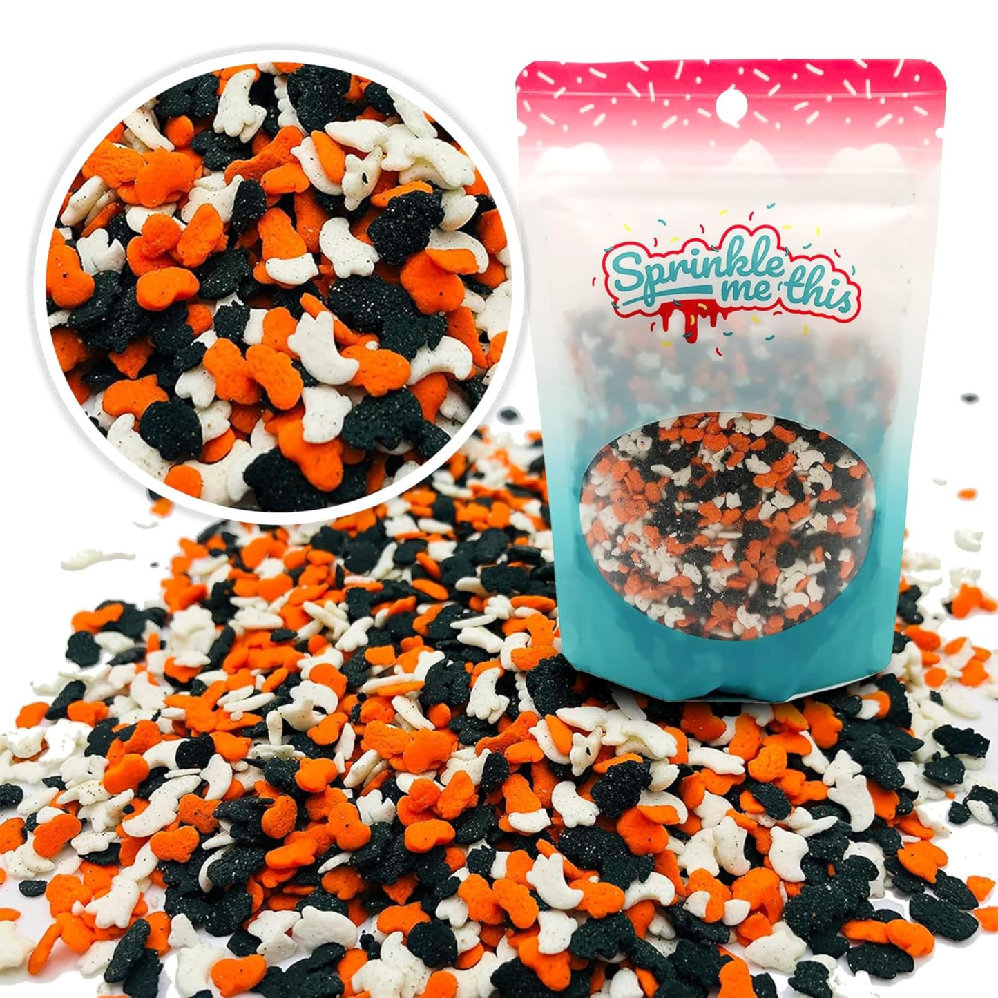 Sprinkle Me This – The Shapes of Halloween Sprinkle Mix – 4, 8 & 12 oz – Halloween Dessert Topping for Cookies, Cupcakes & Cakes