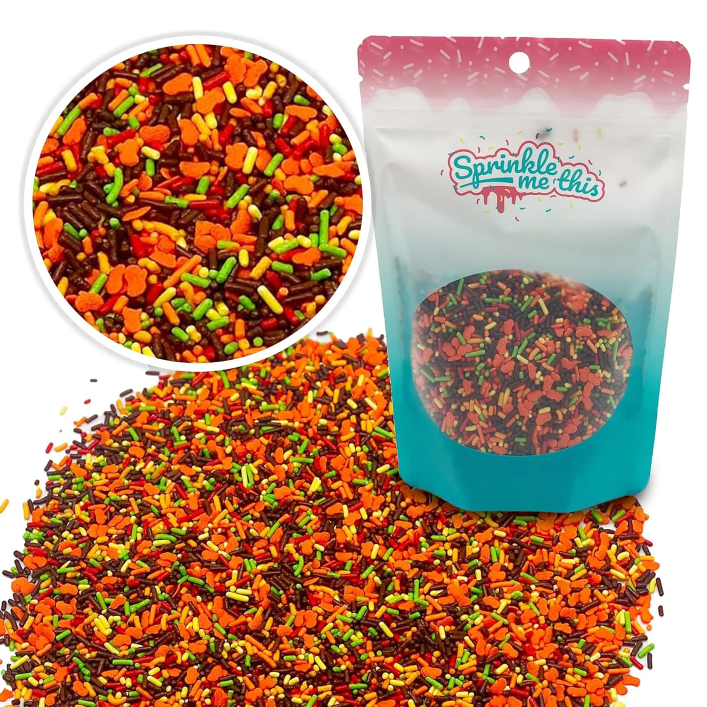 Sprinkle Me This – Pumpkin Decorrette Blend Edible Sprinkles – 4, 8 & 12 oz – Fall Dessert Topping for Cookies, Cupcakes & Cakes