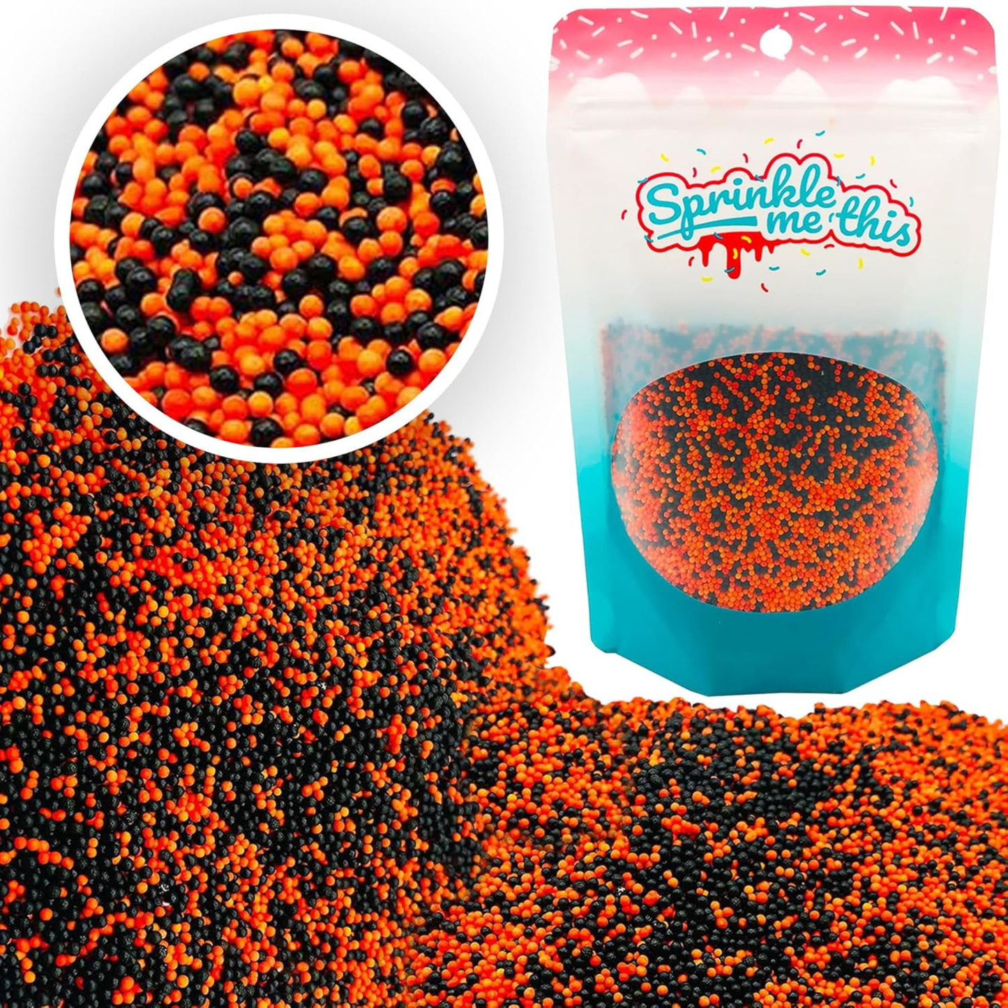 Sprinkle Me This – A Touch of Halloween Nonpareils Sprinkles – 4, 8 & 12 oz – Halloween Dessert Topping for Cookies, Cupcakes & Cakes