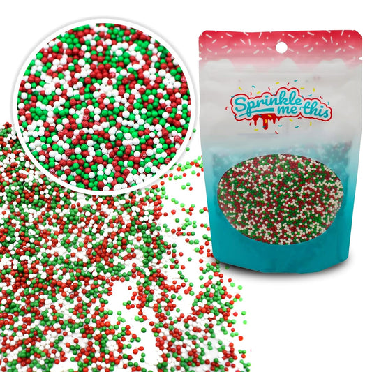 Sprinkle Me This – Christmas Blend Nonpareils – 4, 8 & 12 oz – Festive Dessert Topping for Cookies, Cupcakes, and Cakes