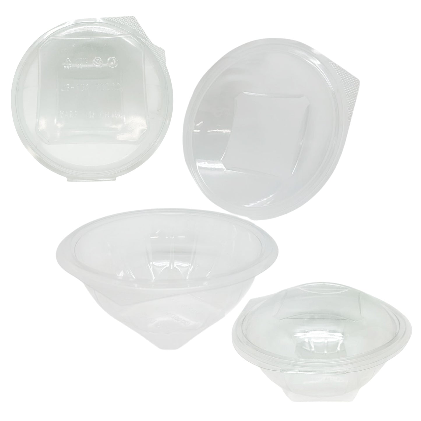 Clear Plastic Salad Bowls with Lids (24 Ounces) – Disposable To-Go Containers for Salads, Smoothie Bowls & Power Bowls – Leak-Resistant, Stackable, BPA-Free