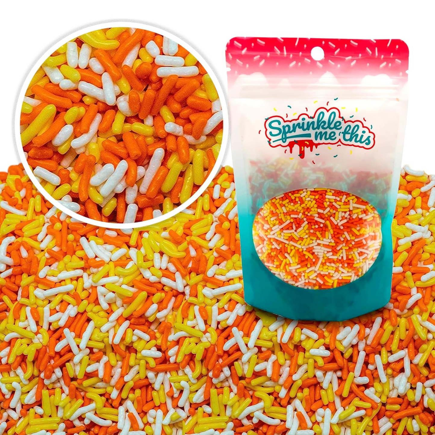 Sprinkle Me This - Harvest Candy Corn Blend Edible Sprinkles - 4, 8 & 12 oz - Fall Dessert Topping for Cookies, Cupcakes & Cakes
