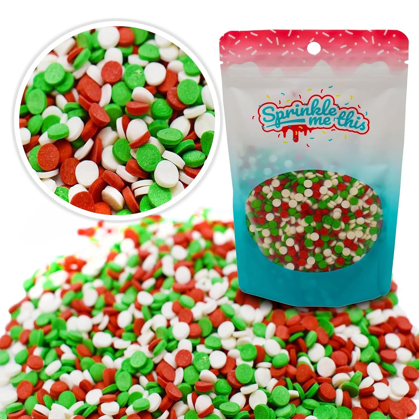 Sprinkle Me This – Confetti Christmas Sprinkles – 4, 8 & 12 oz – Festive Dessert Topping for Cookies, Cupcakes, and Cakes