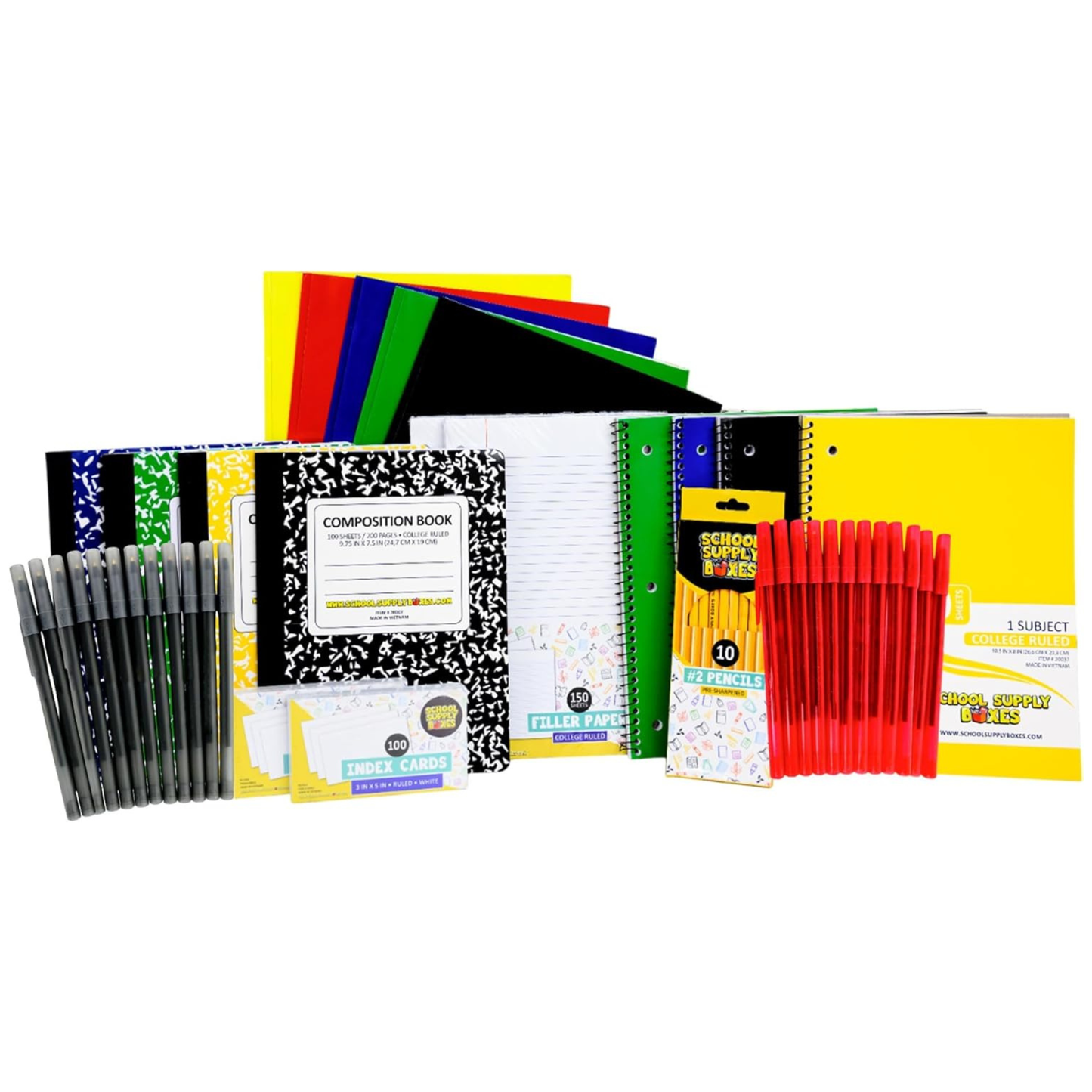 School Supply Boxes | High School Writing Bundle (72 Piece) | House Brand Edition | Available in a Box (1 Unit), a Case (2 Units), and a Pallet (112 Units)